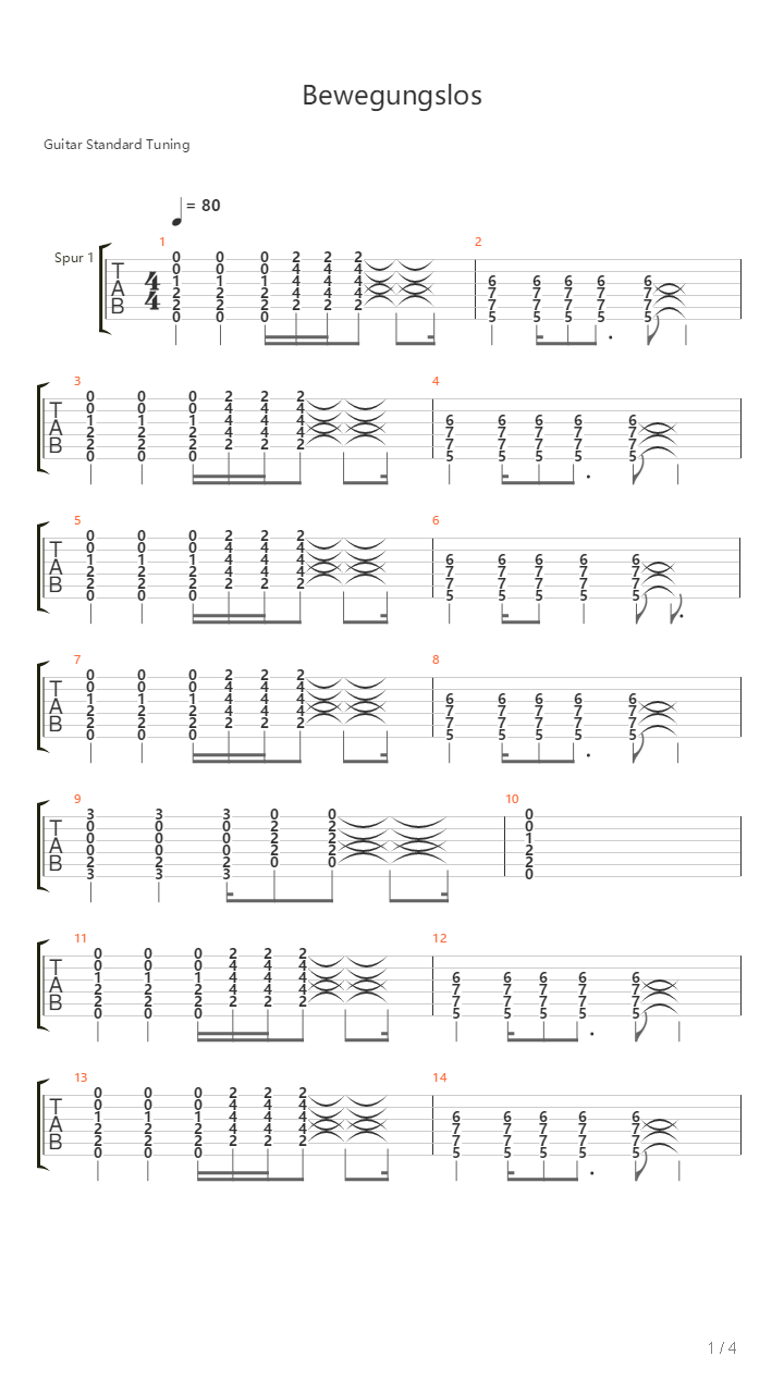 Bewegungslos吉他谱