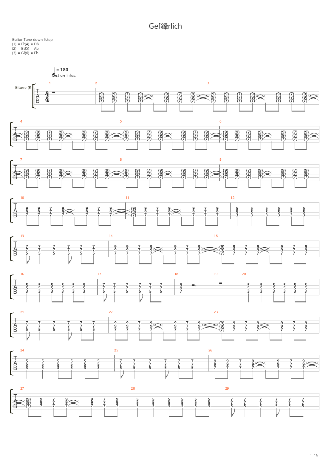 Gefaerlich吉他谱