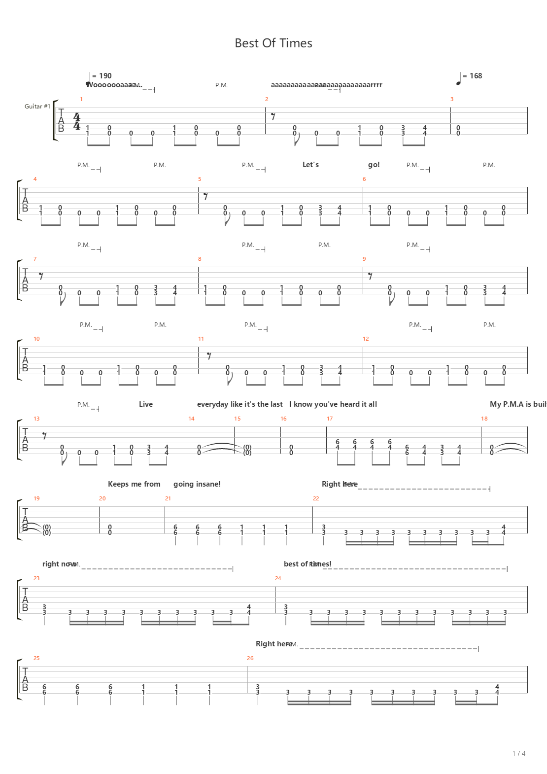 Best Of Times吉他谱