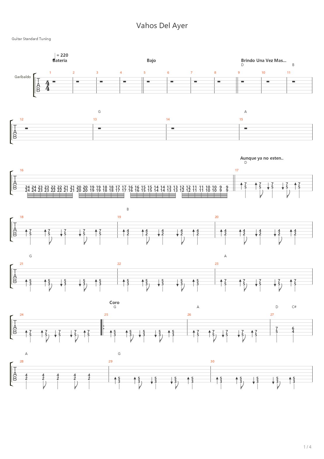Vahos Del Ayer吉他谱