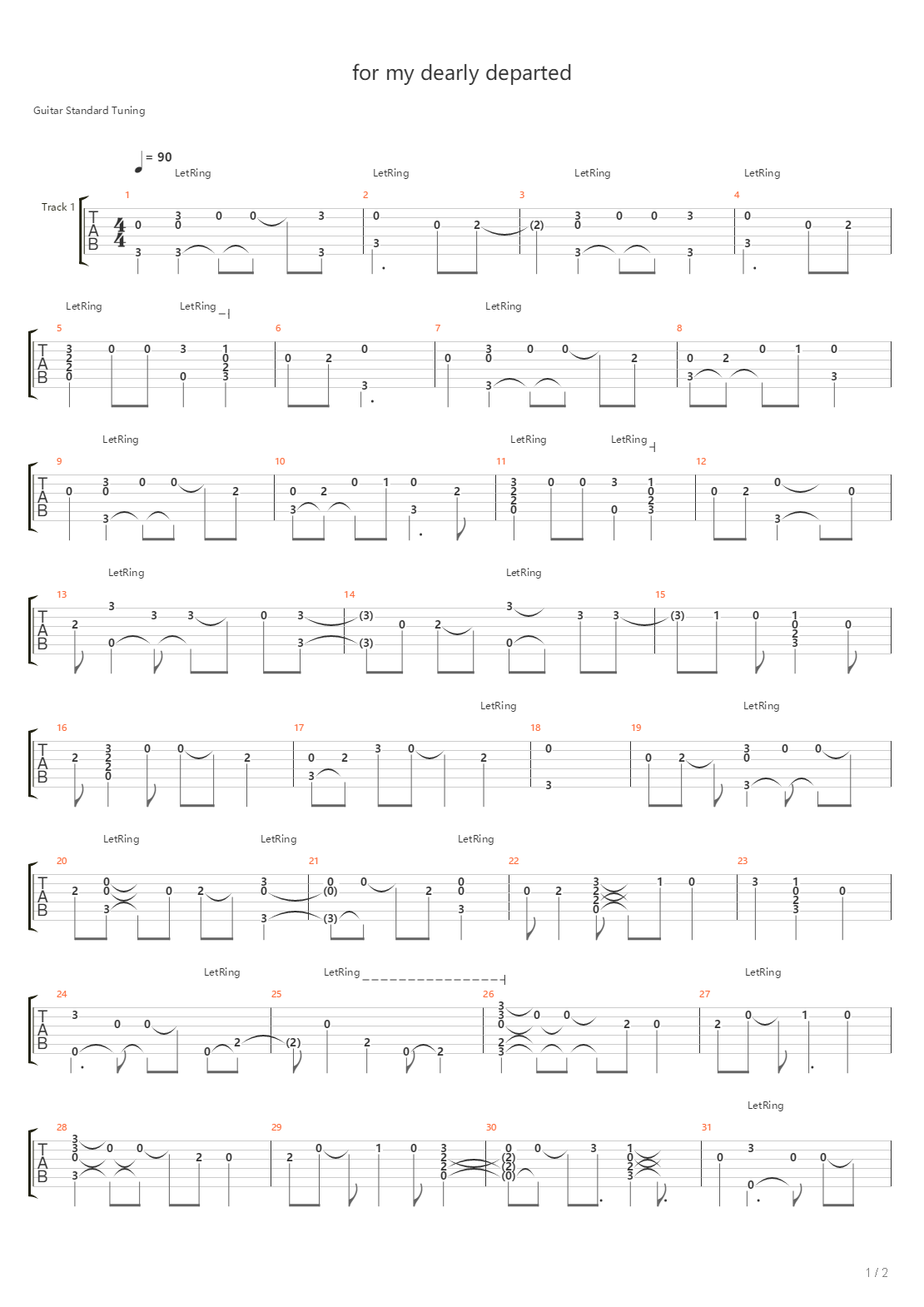 For My Dearly Departed吉他谱