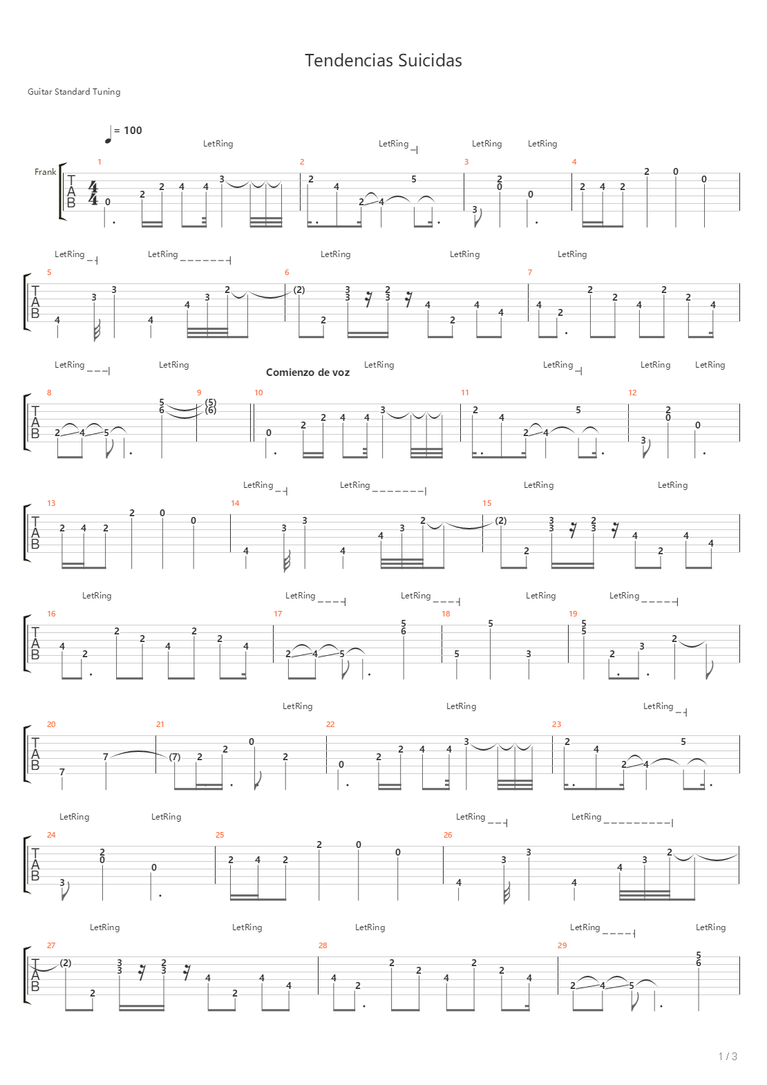 Tendencias Suicidas吉他谱