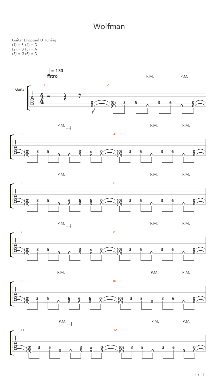 Wolfman吉他谱