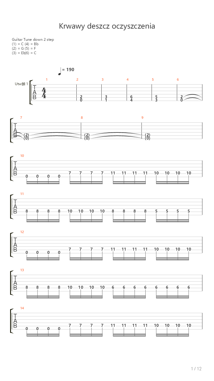 Krwawy Deszcz Oczyszczenia吉他谱