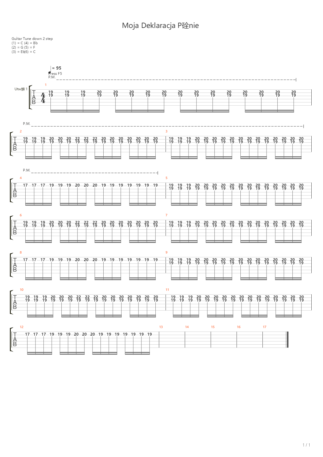 Moja Deklaracja Plonie吉他谱