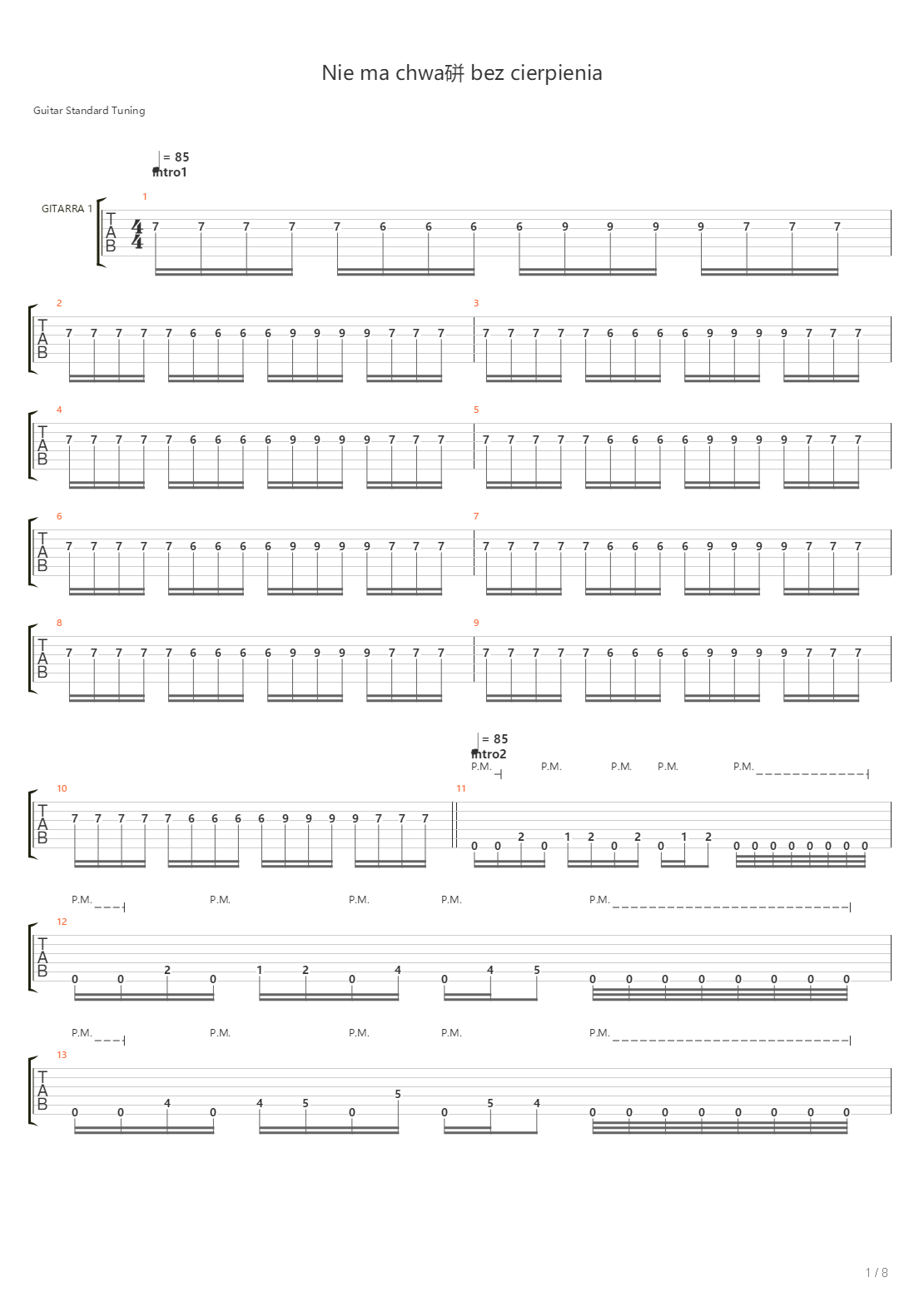 Nie Ma Chwaly Bez Cierpienia吉他谱