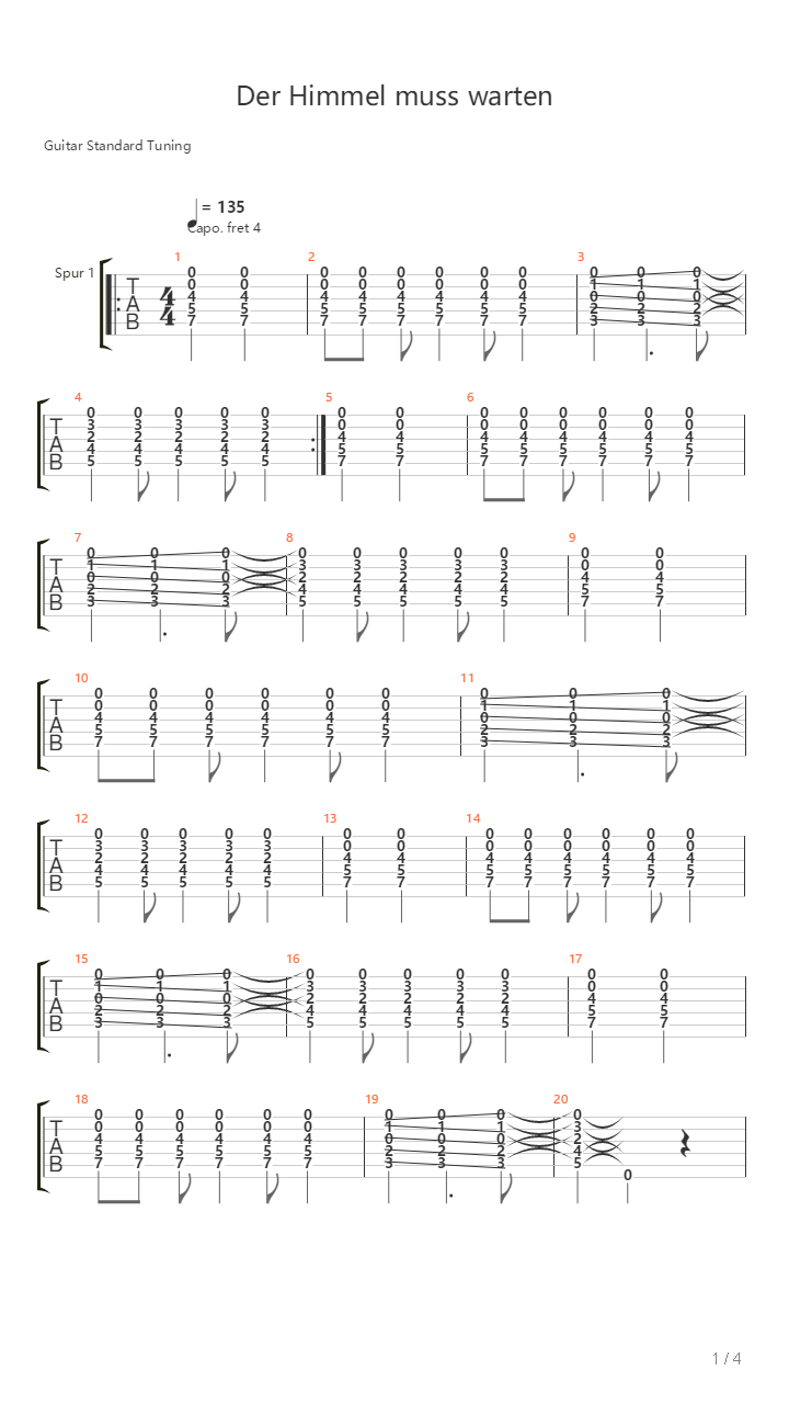 Der Himmel Muss Warten吉他谱