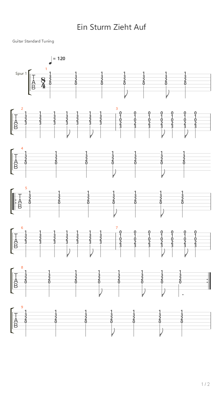 Ein Sturm Zieht Auf吉他谱