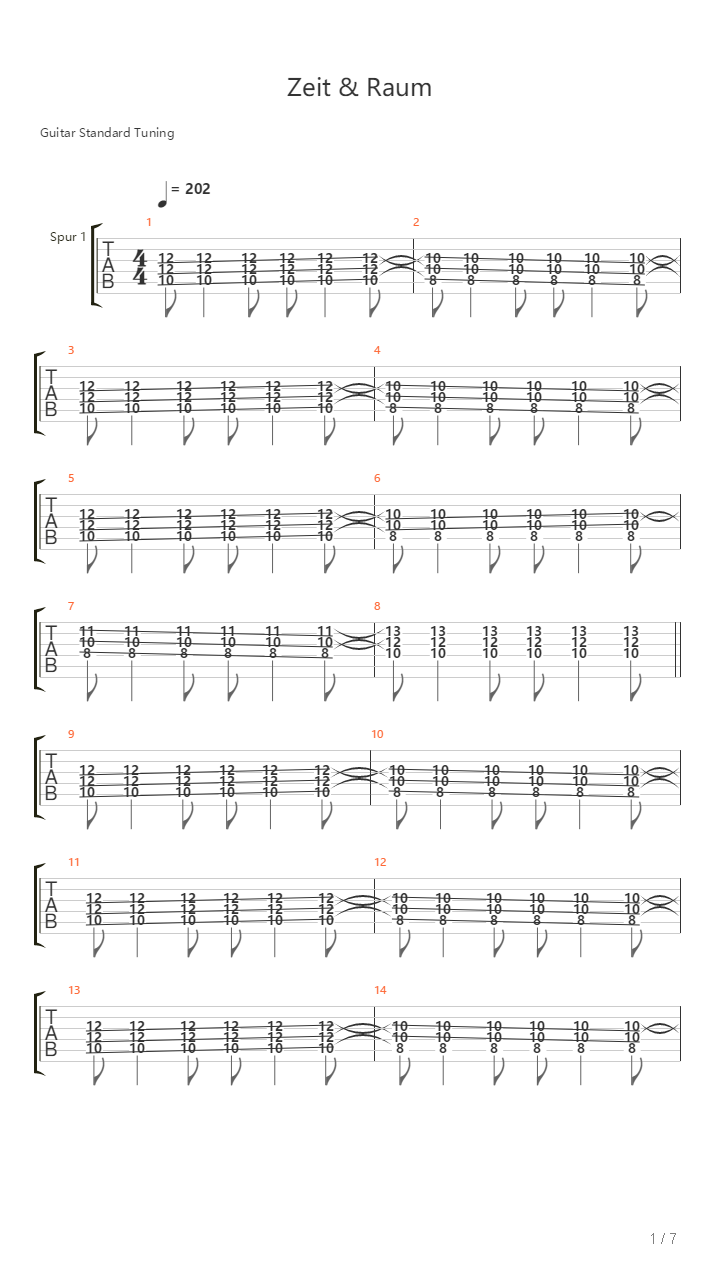 Zeit Und Raum吉他谱