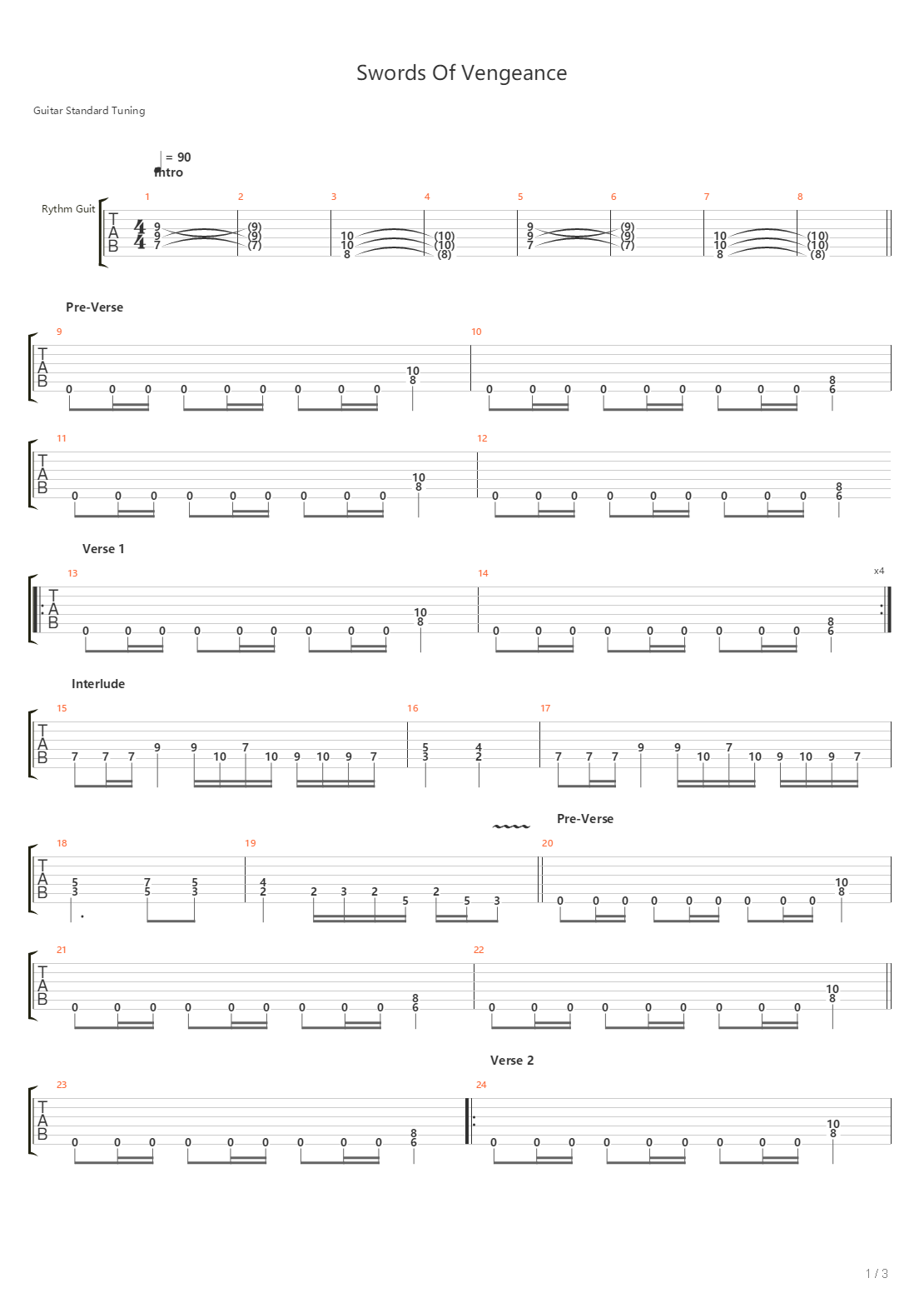 Swords Of Vengeance吉他谱