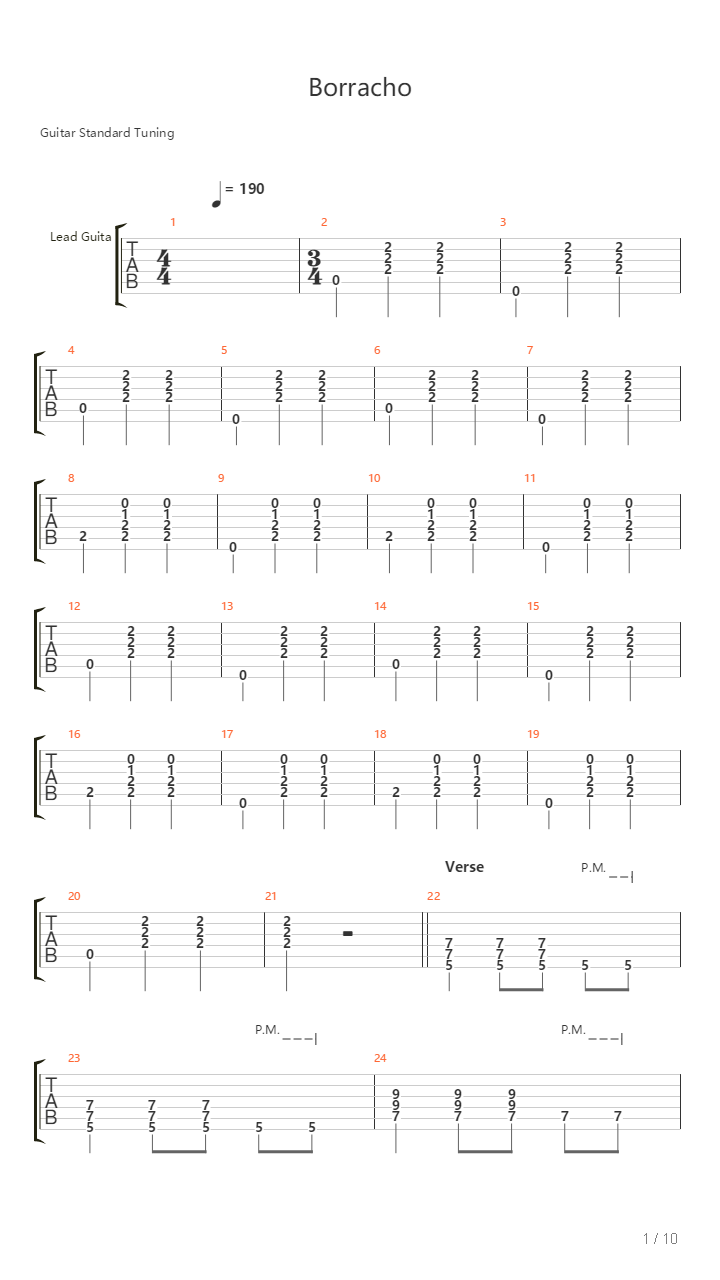 Borracho吉他谱