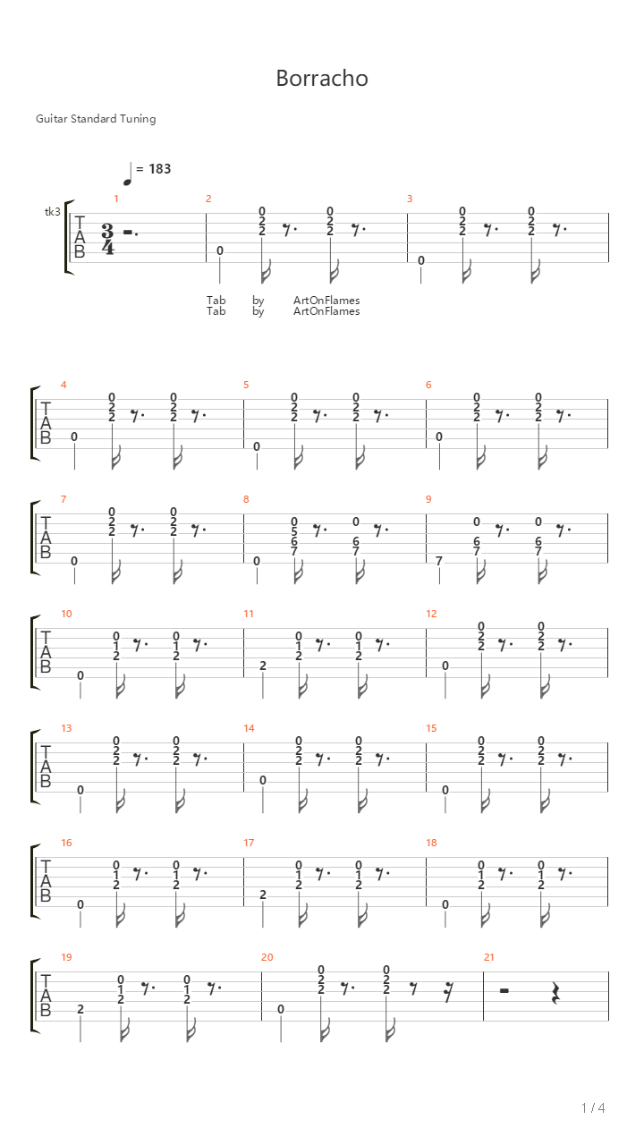 Borracho吉他谱