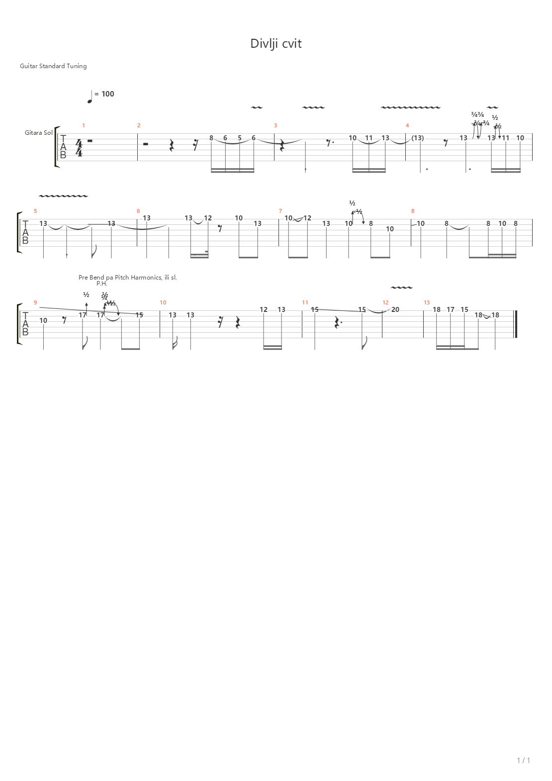 Divlji Cvit吉他谱