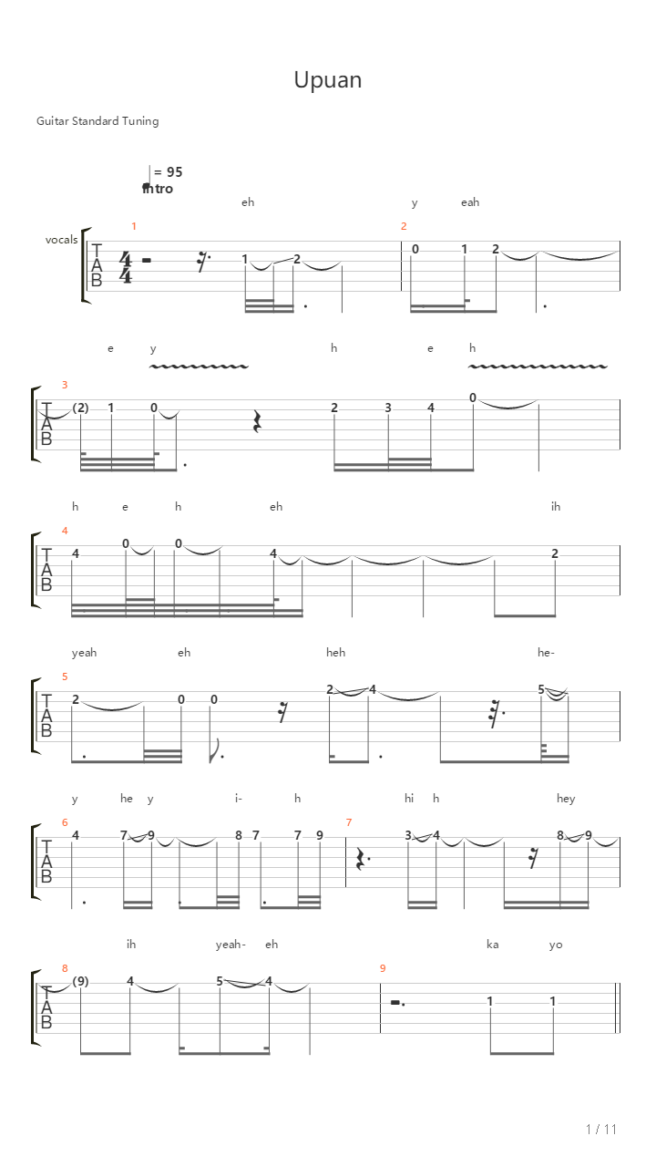 Upuan吉他谱