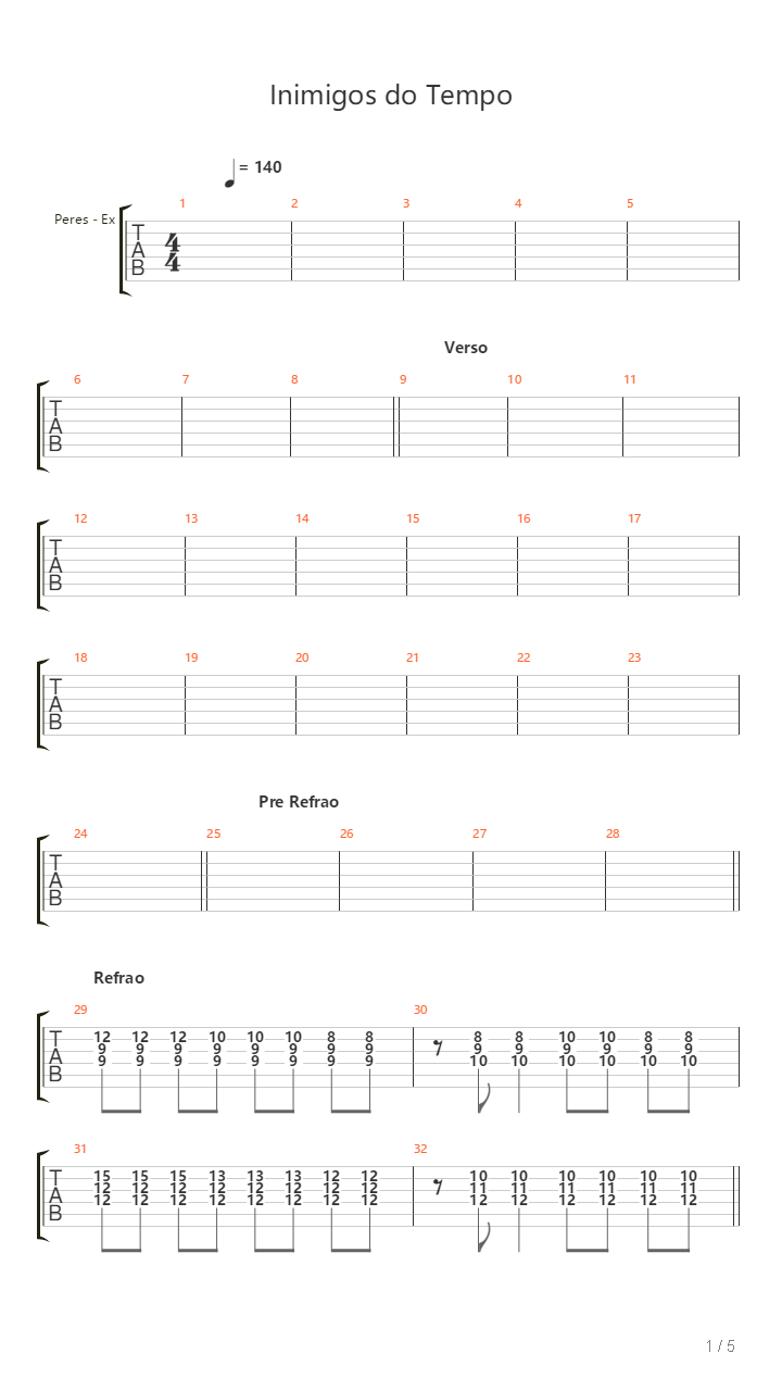 Inimigo Do Tempo吉他谱