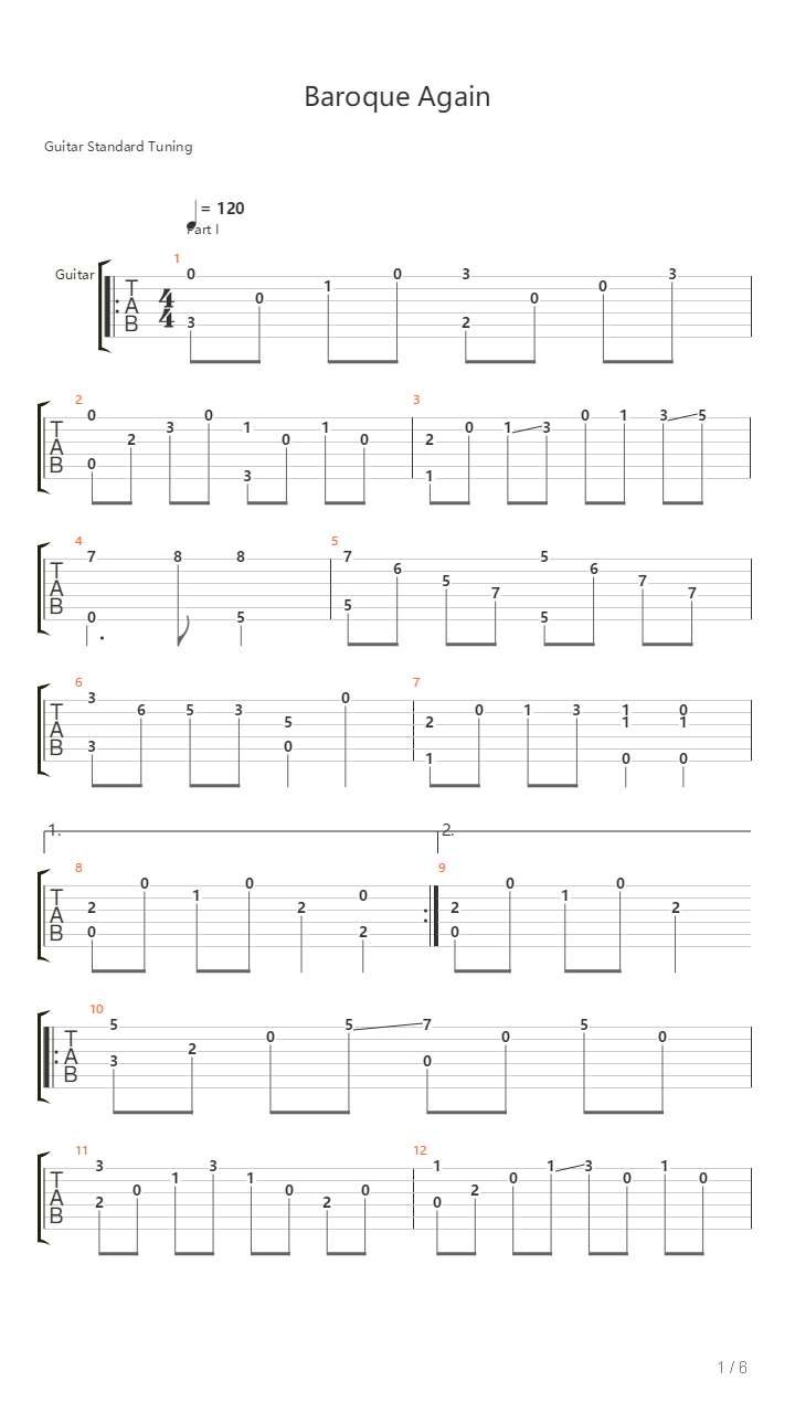 Baroque Again吉他谱