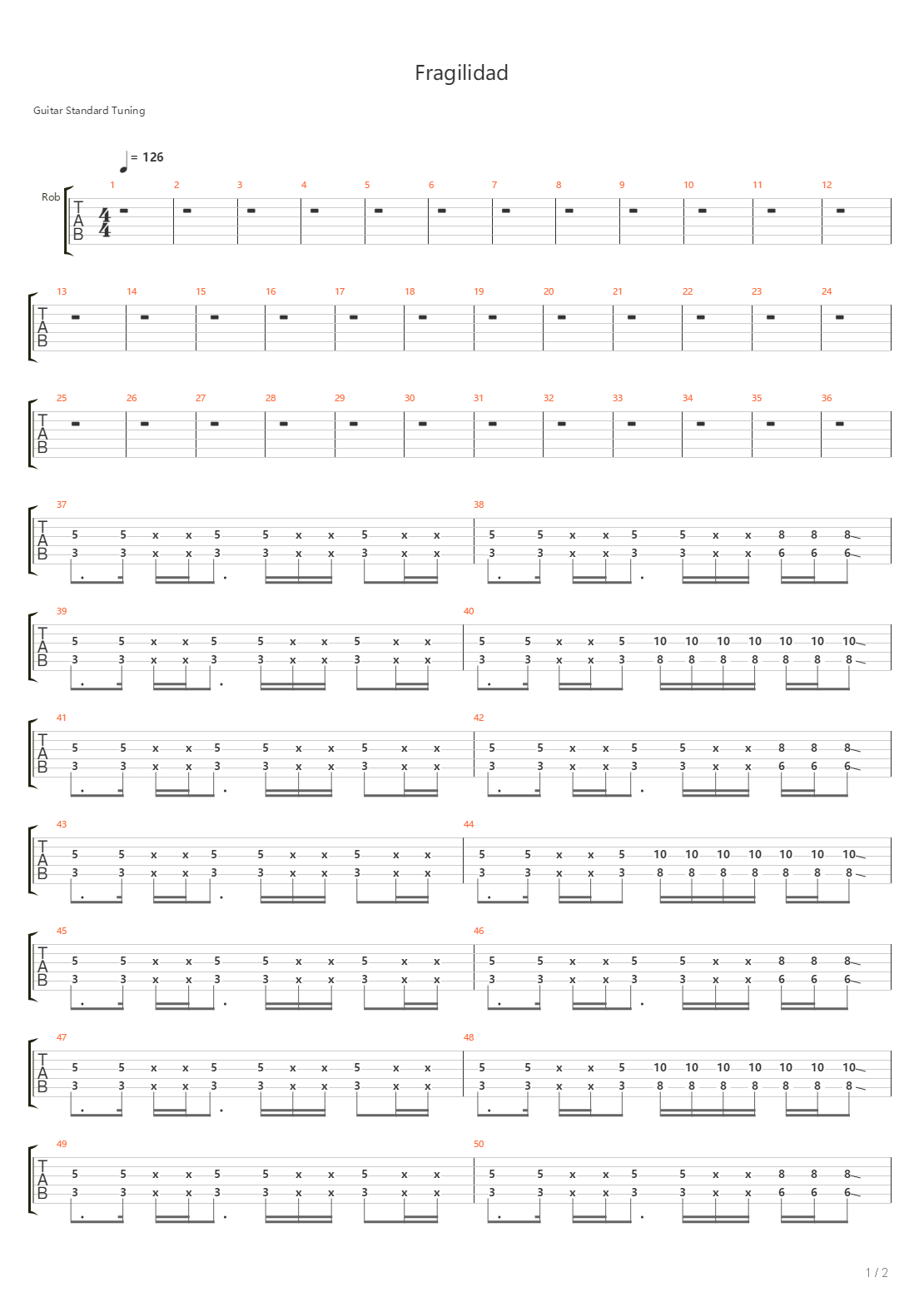 Fragilidad吉他谱