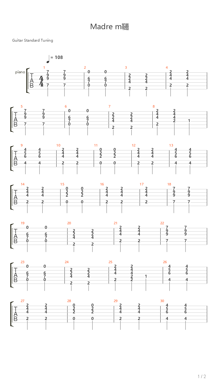 Madre Mia吉他谱