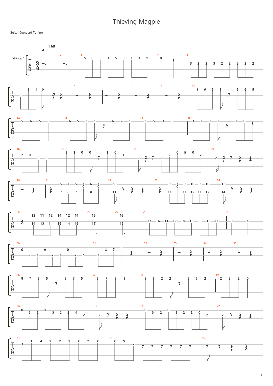 Thieving Magpie吉他谱