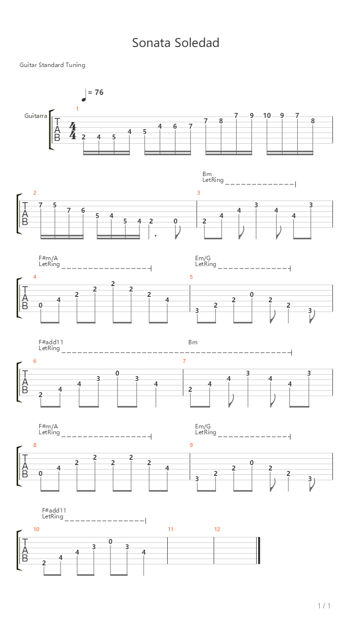Sonata Soledad吉他谱