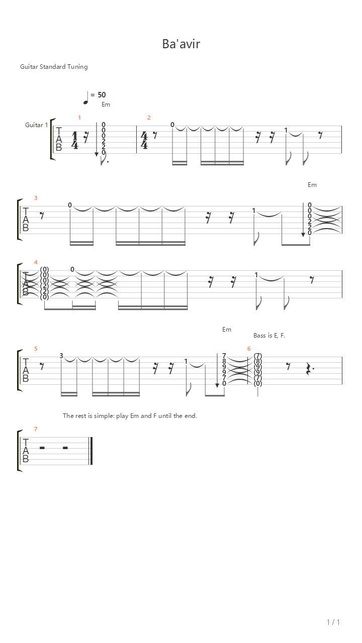 Baavir吉他谱