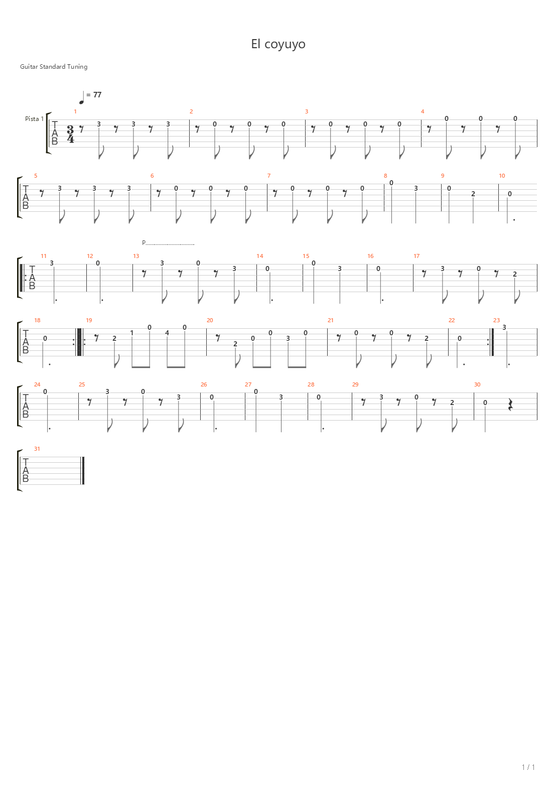 El Coyuyo吉他谱