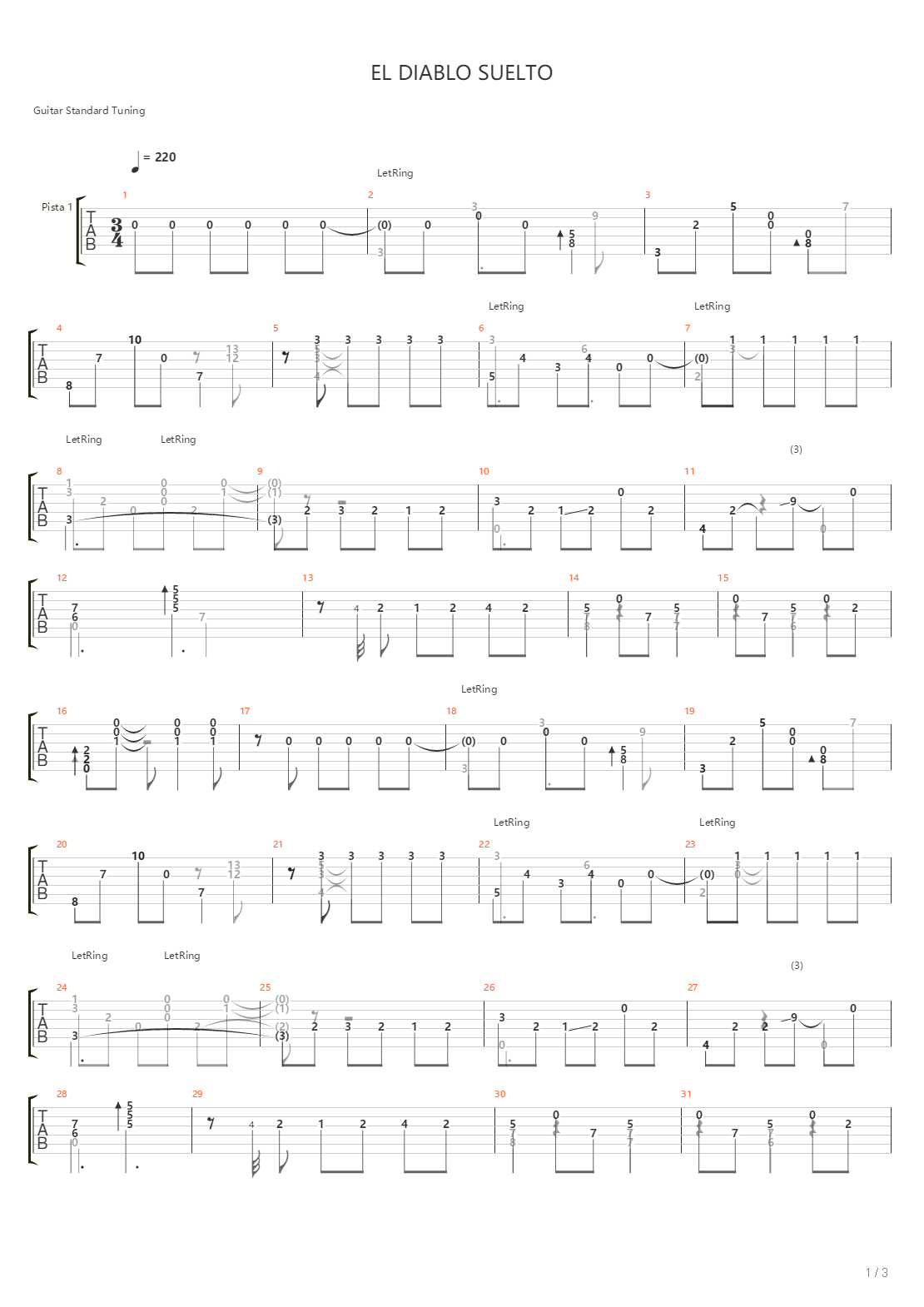 El Diablo Suelto吉他谱