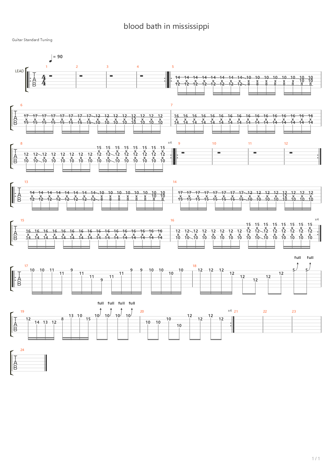 Blood Bath In Mississippi吉他谱