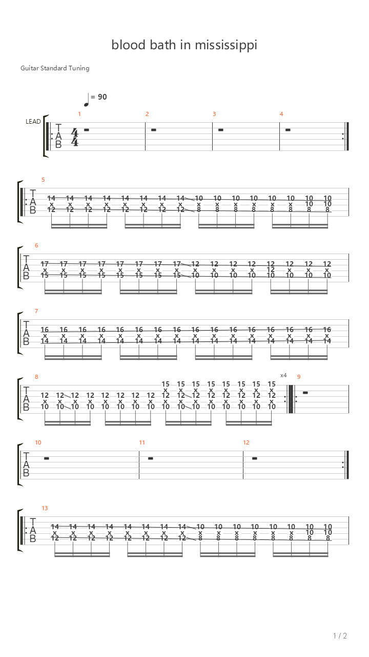 Blood Bath In Mississippi吉他谱