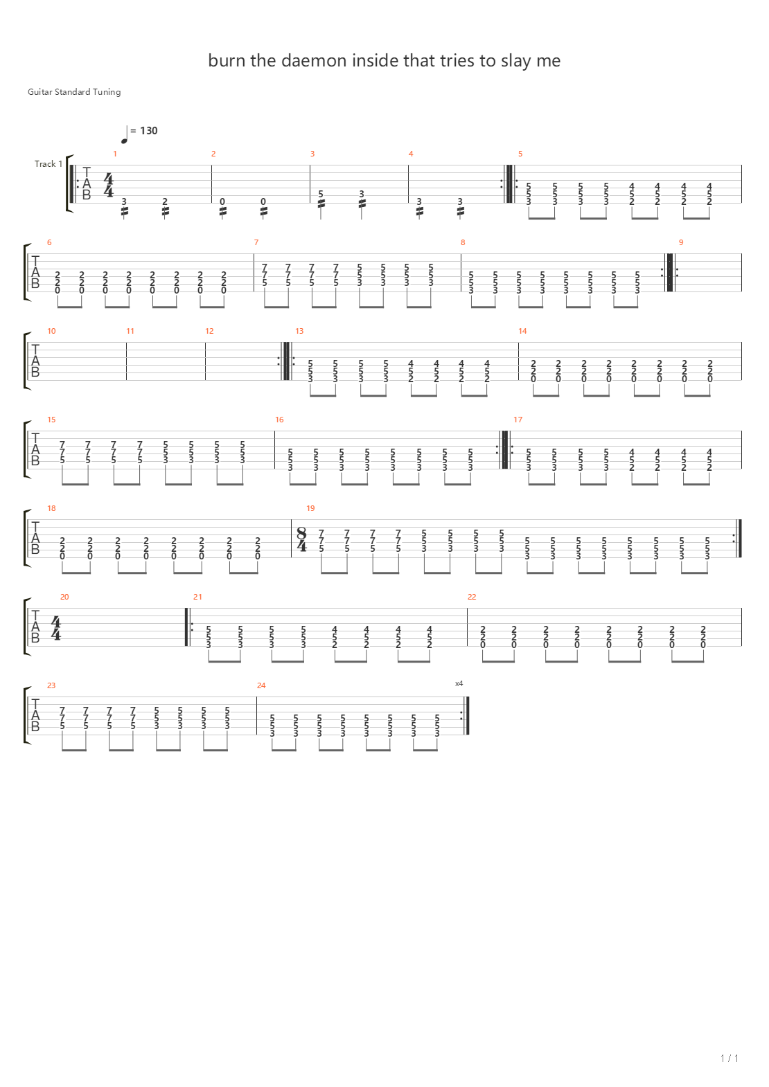 Burn The Daemon Inside That Tries To Slay Me吉他谱