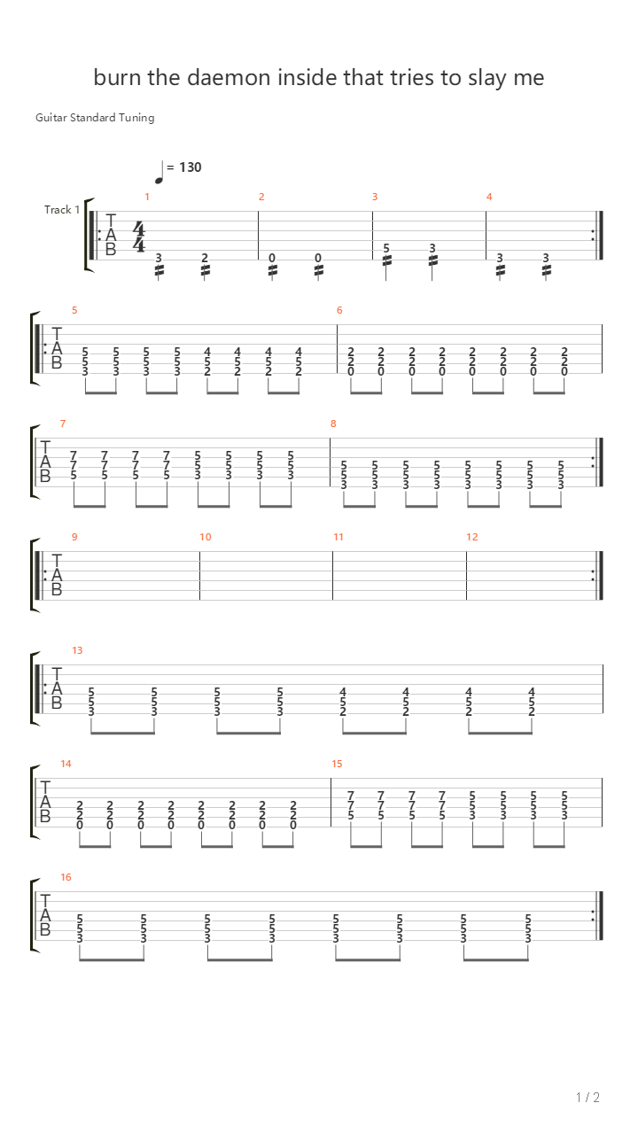 Burn The Daemon Inside That Tries To Slay Me吉他谱