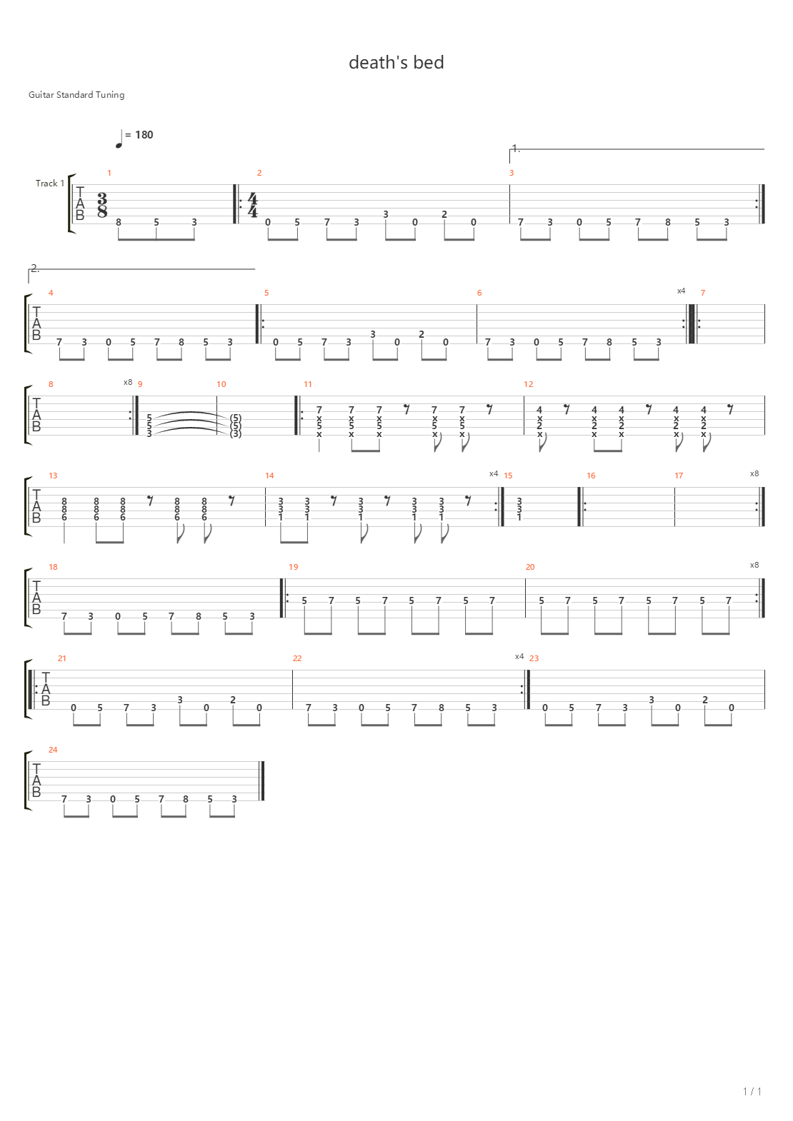 Deaths Bed吉他谱