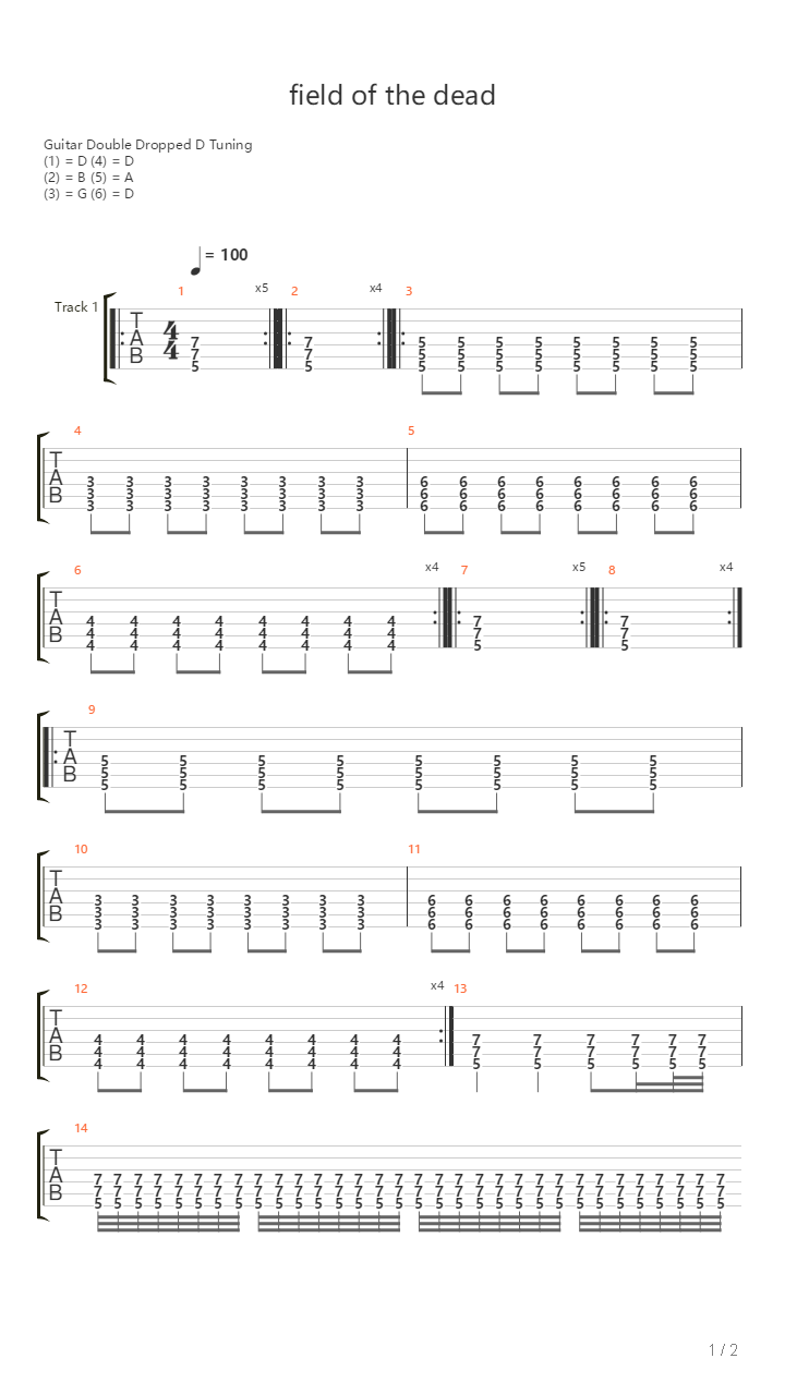 Feild Of The Dead吉他谱