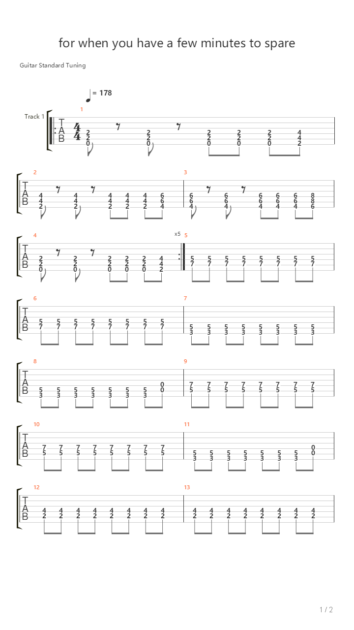 For When You Have A Few Minutes To Spare吉他谱