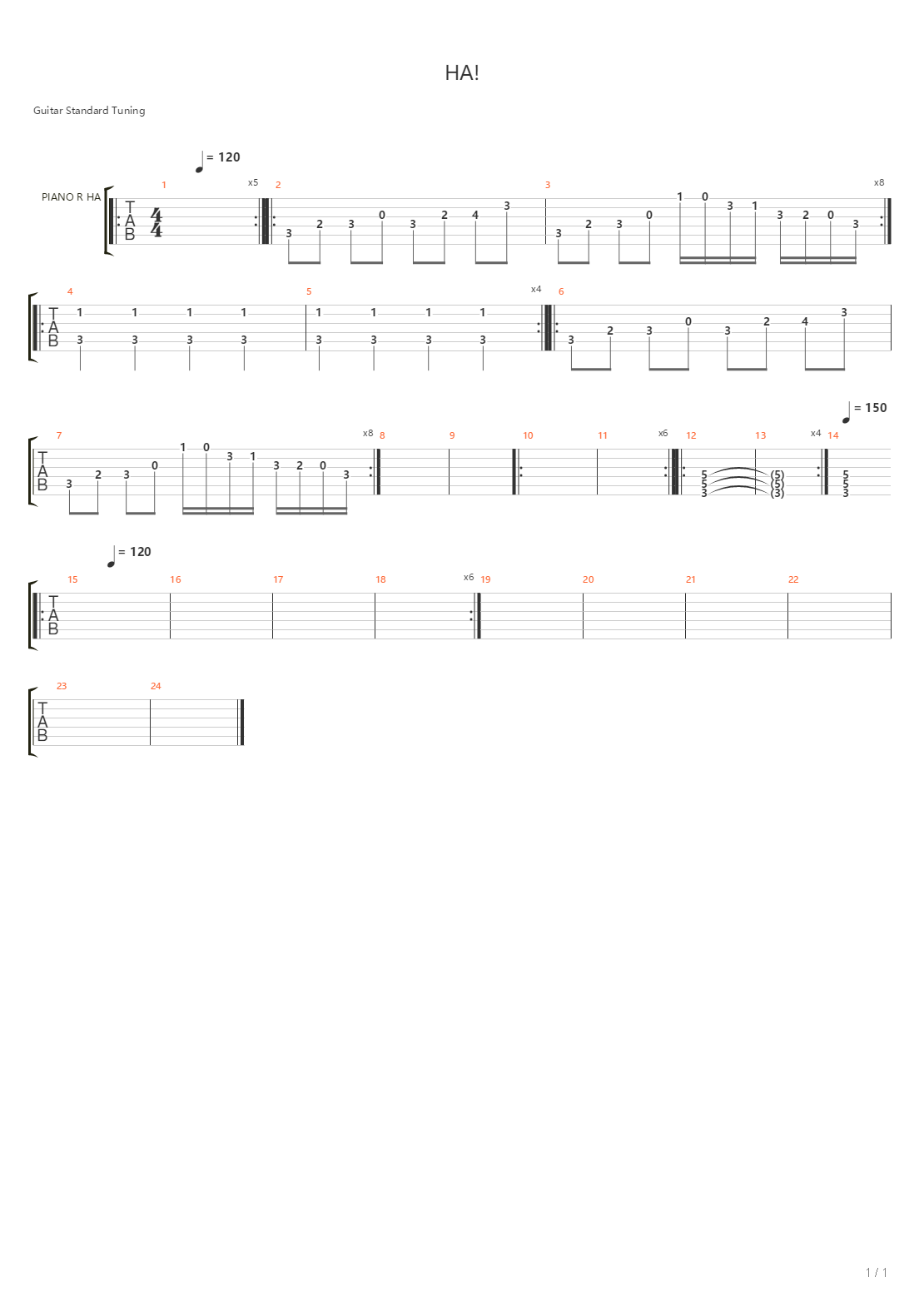 Ha吉他谱