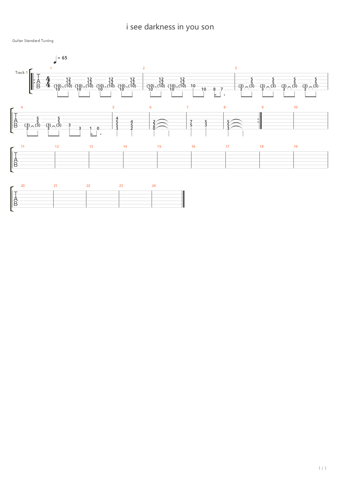 I See Darkness In You Son吉他谱