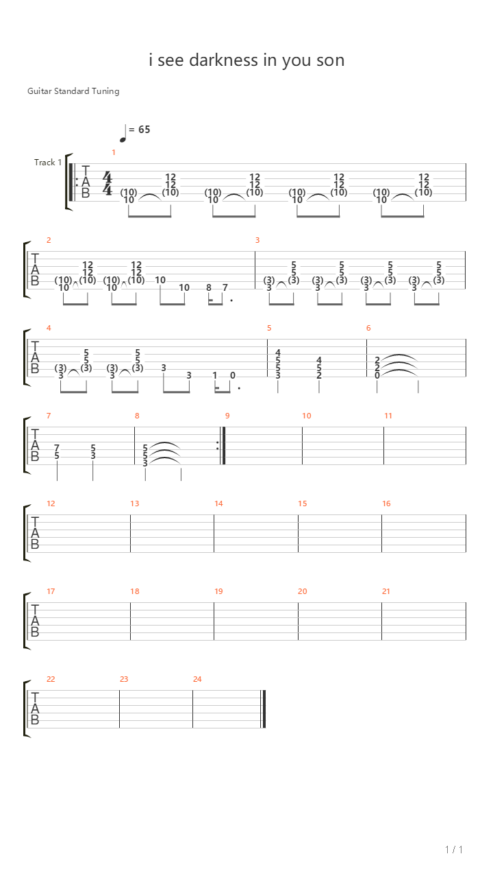 I See Darkness In You Son吉他谱