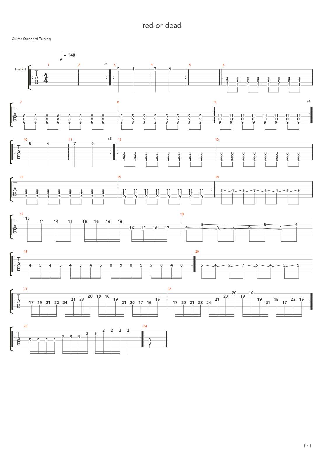Red Or Dead吉他谱