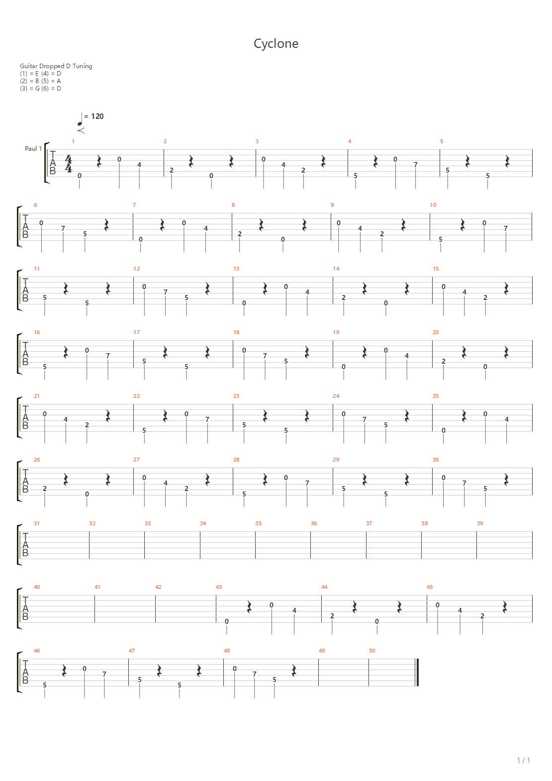 Cyclone吉他谱