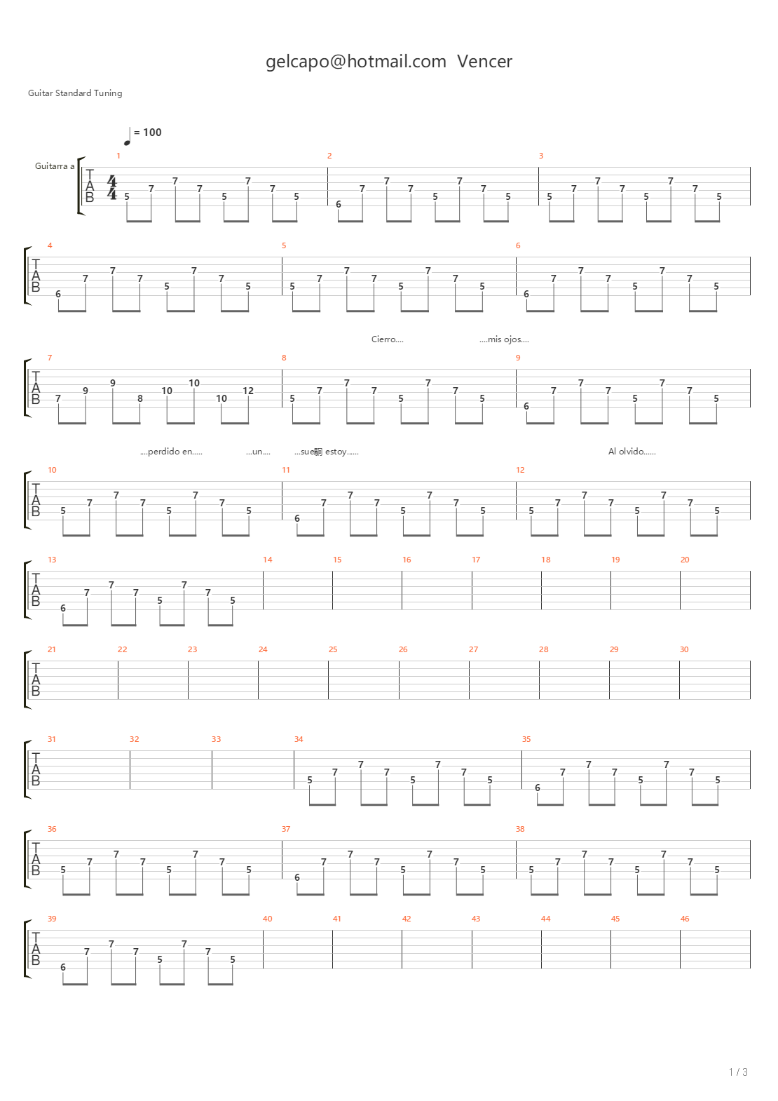 Vencer吉他谱