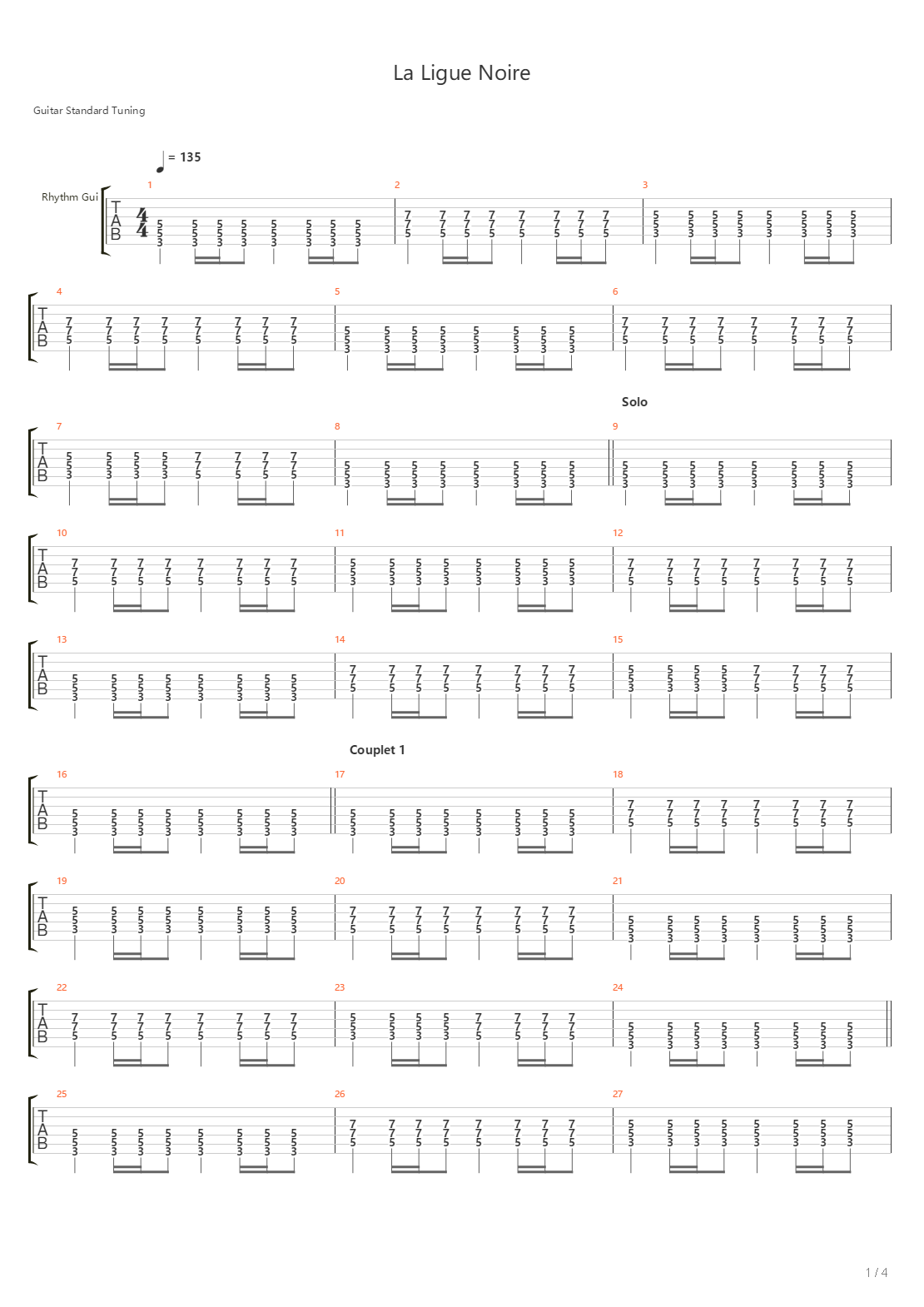 La Ligue Noire吉他谱