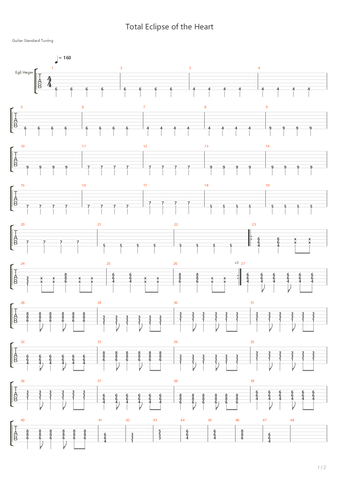 Total Eclipse Of The Heart吉他谱