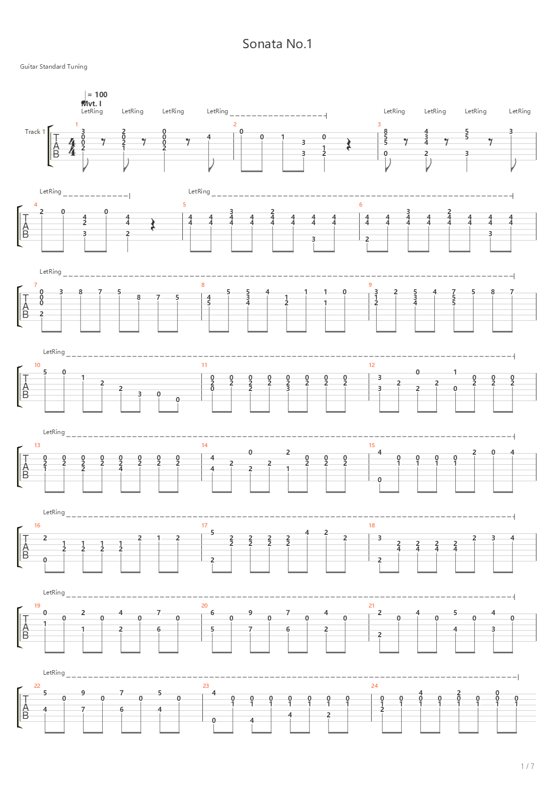 Sonata No1吉他谱
