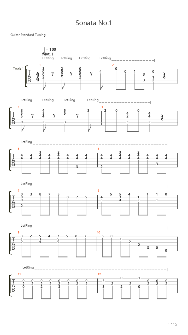 Sonata No1吉他谱