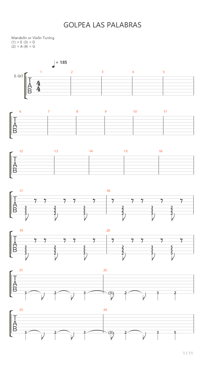 Golpea Las Palabras吉他谱