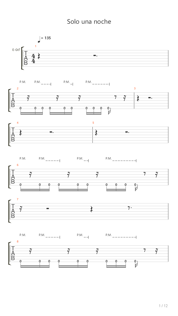 Solo Una Noche吉他谱