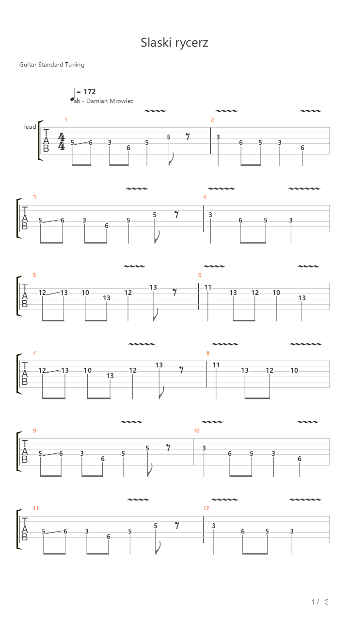 Slaski Rycerz吉他谱