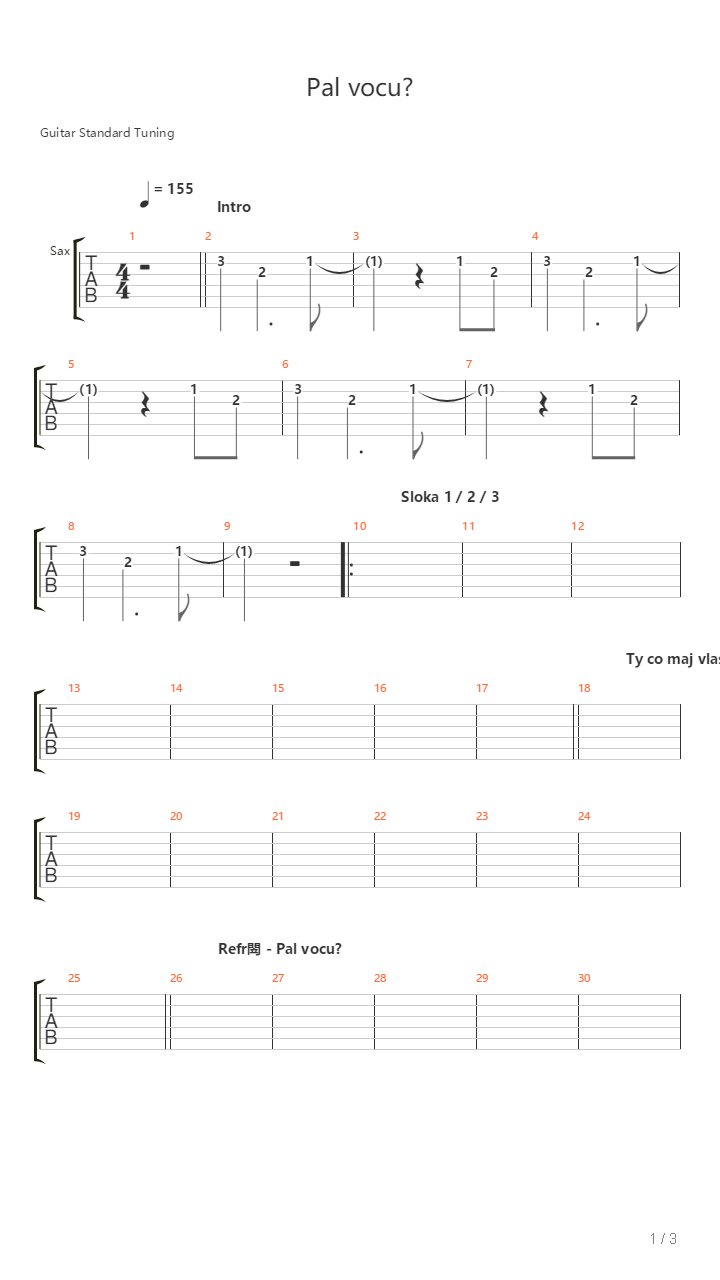 Pal Vocud吉他谱