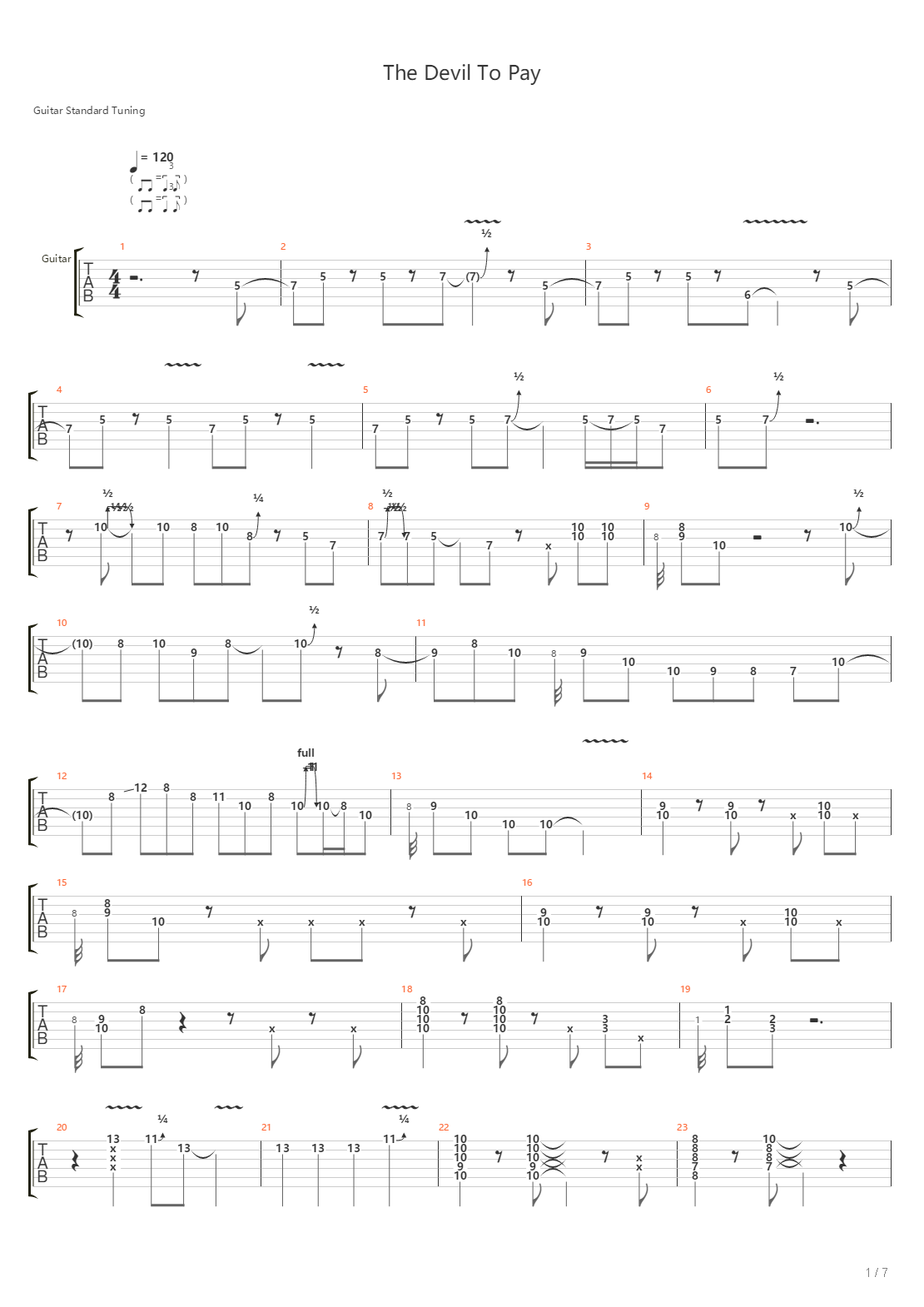 The Devil To Pay吉他谱