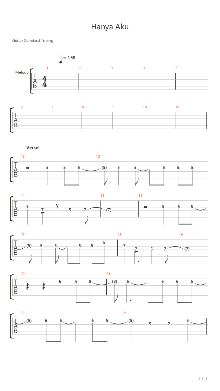 Hanya Aku吉他谱